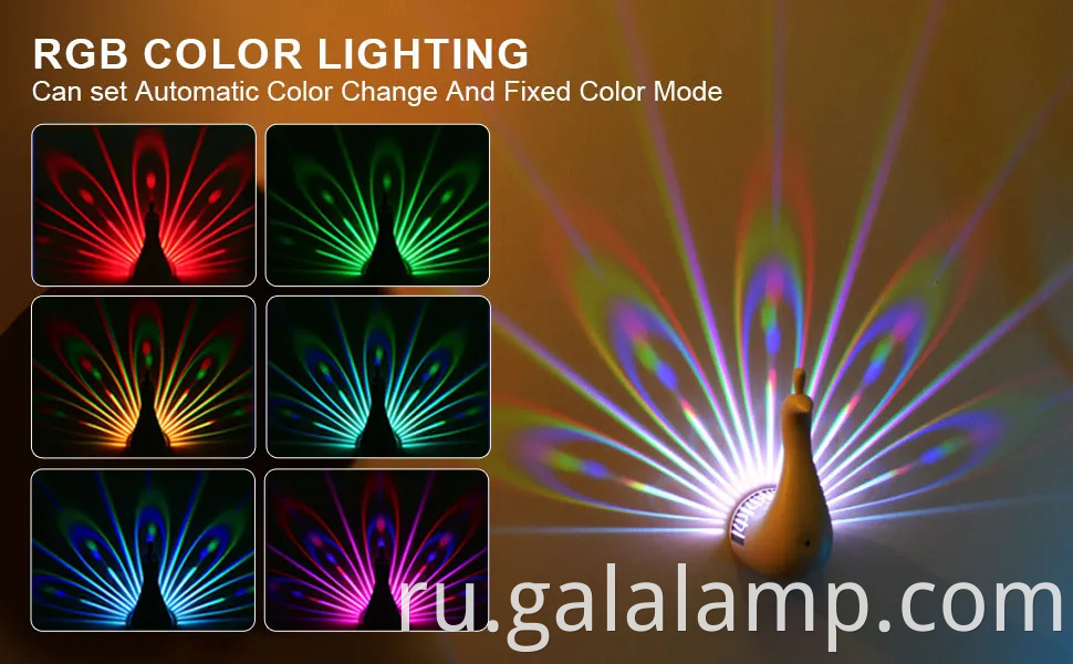 Peacock USB Desk Light: Пульт дистанционного управления рождественская радужная проекция ночная лампа